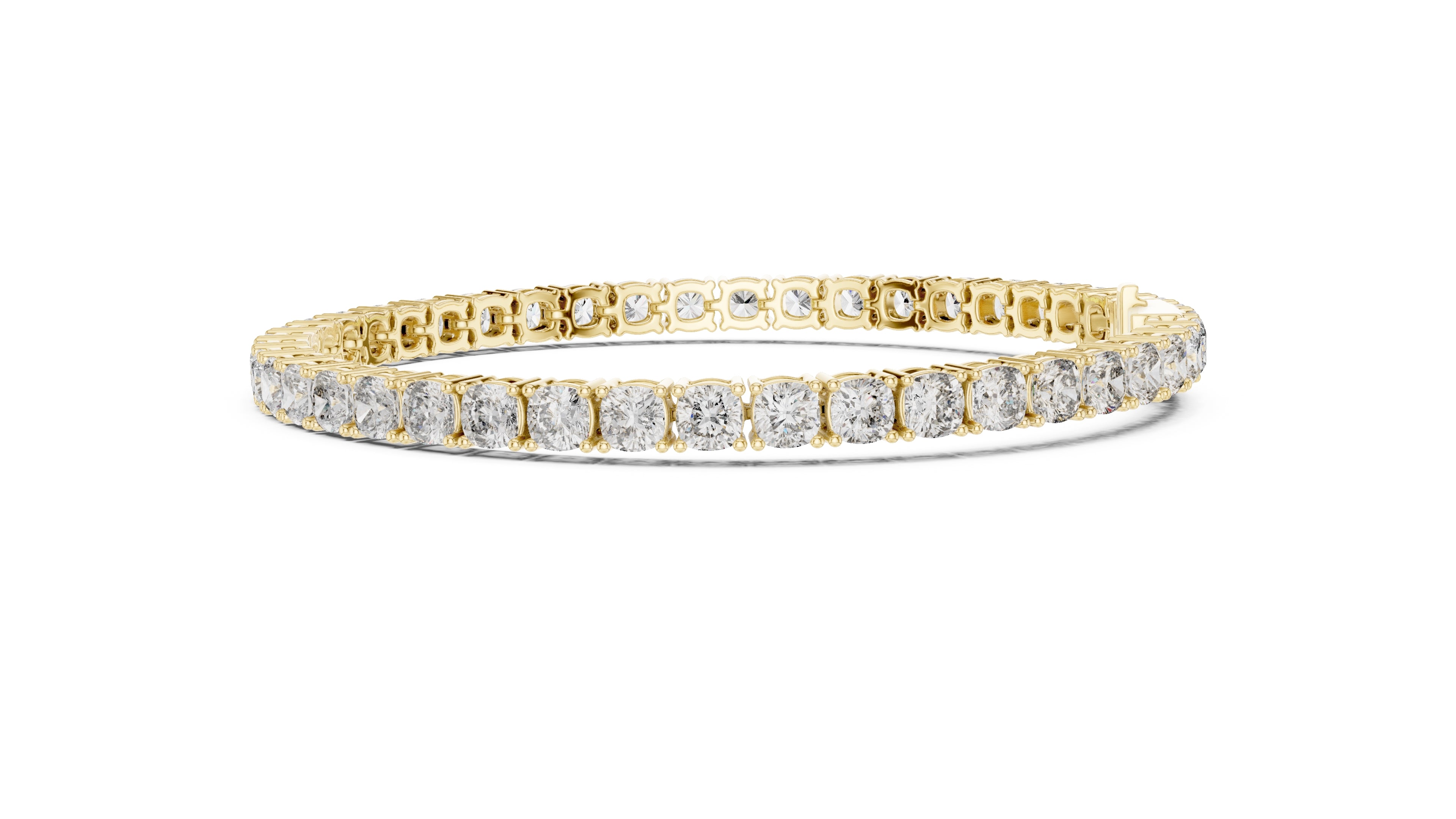 Cushion-Cut Lab-Grown Tennis Bracelet Yellow Gold
