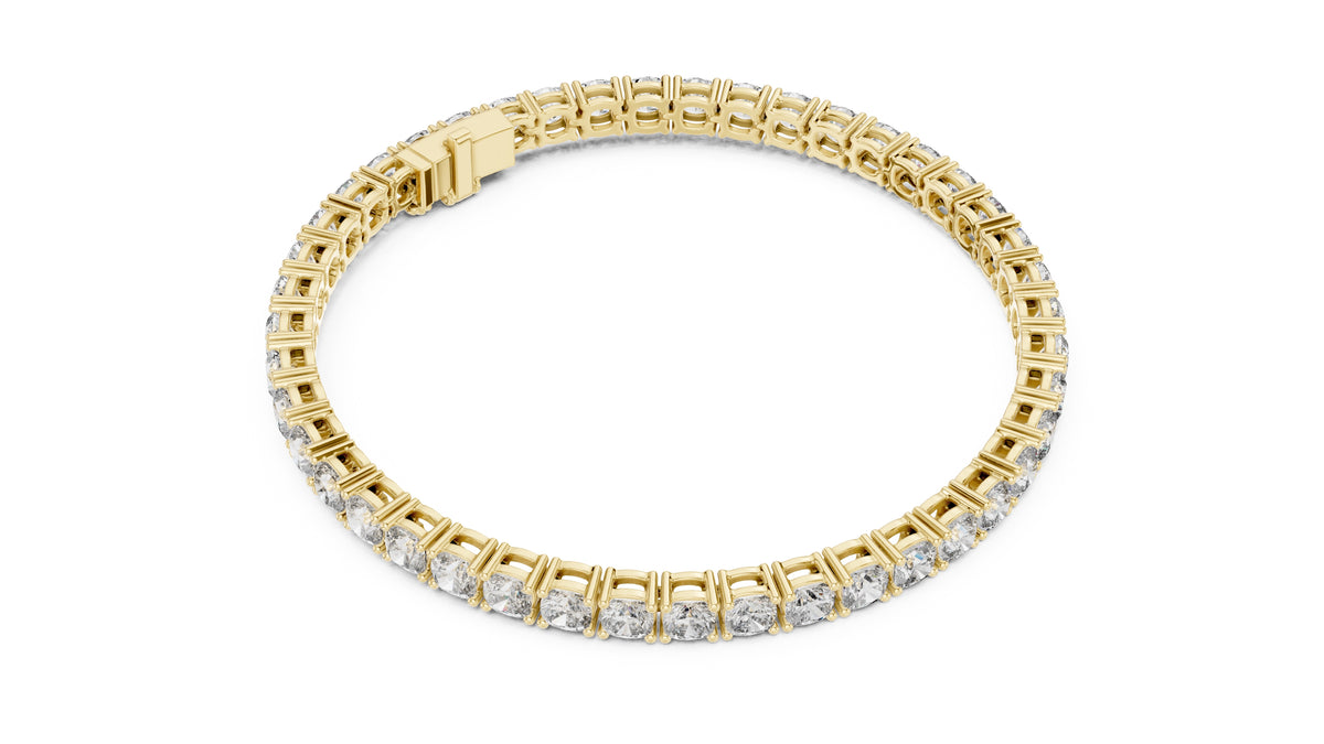 Cushion-Cut Lab-Grown Tennis Bracelet Yellow Gold