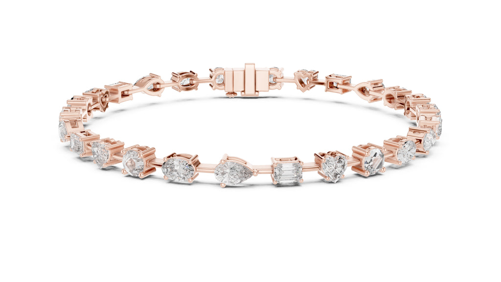 Multi-Shape Station Lab-Grown Tennis Bracelet Rose Gold