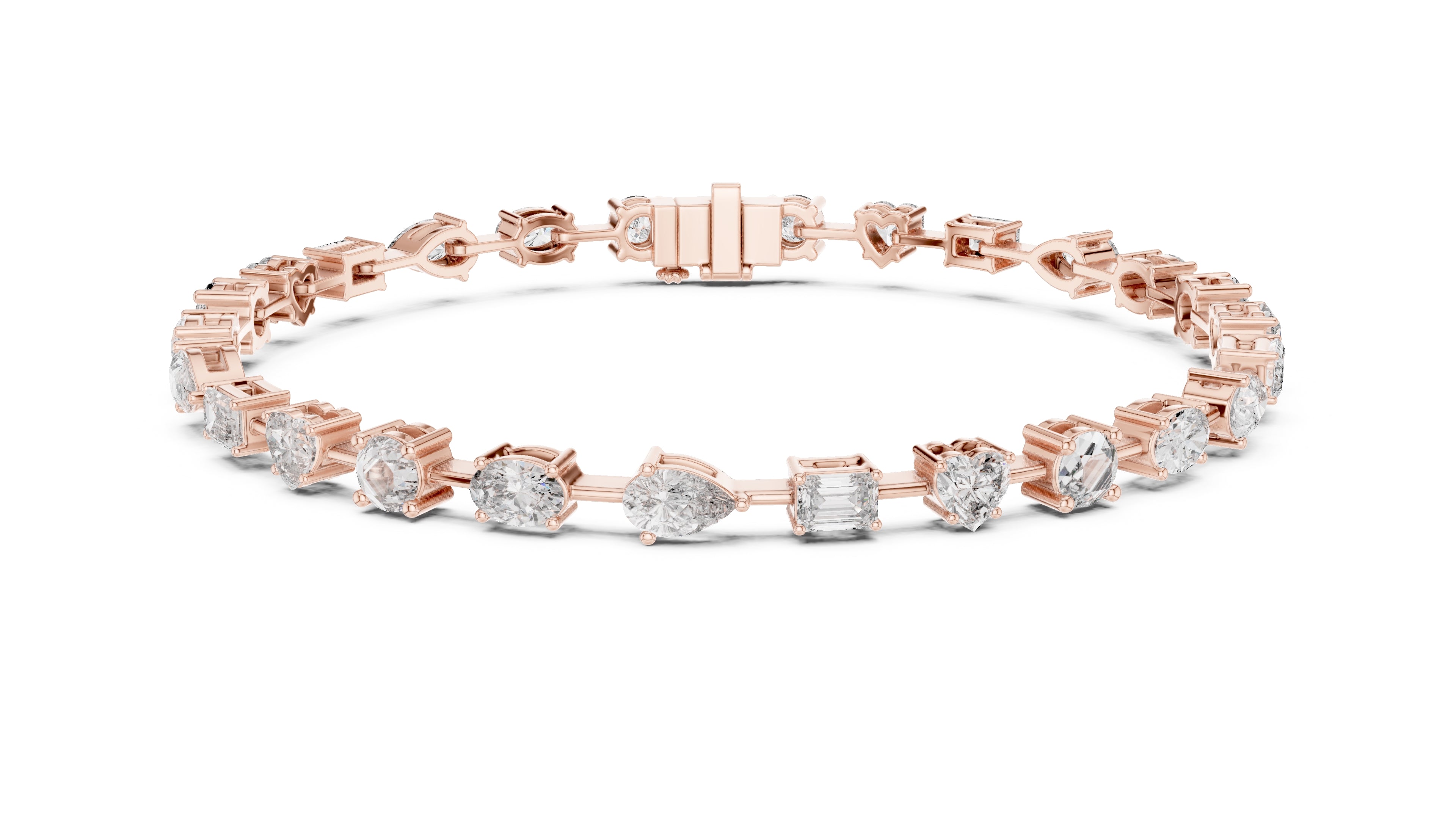 Multi-Shape Station Lab-Grown Tennis Bracelet Rose Gold