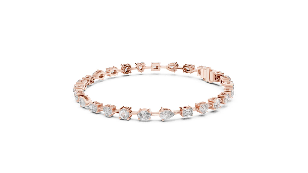 Multi-Shape Station Lab-Grown Tennis Bracelet Rose Gold