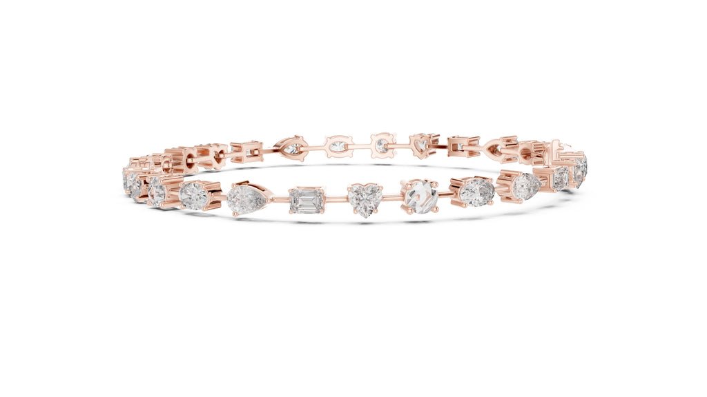 Multi-Shape Station Lab-Grown Tennis Bracelet Rose Gold