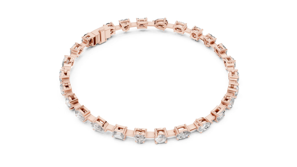 Multi-Shape Station Lab-Grown Tennis Bracelet Rose Gold