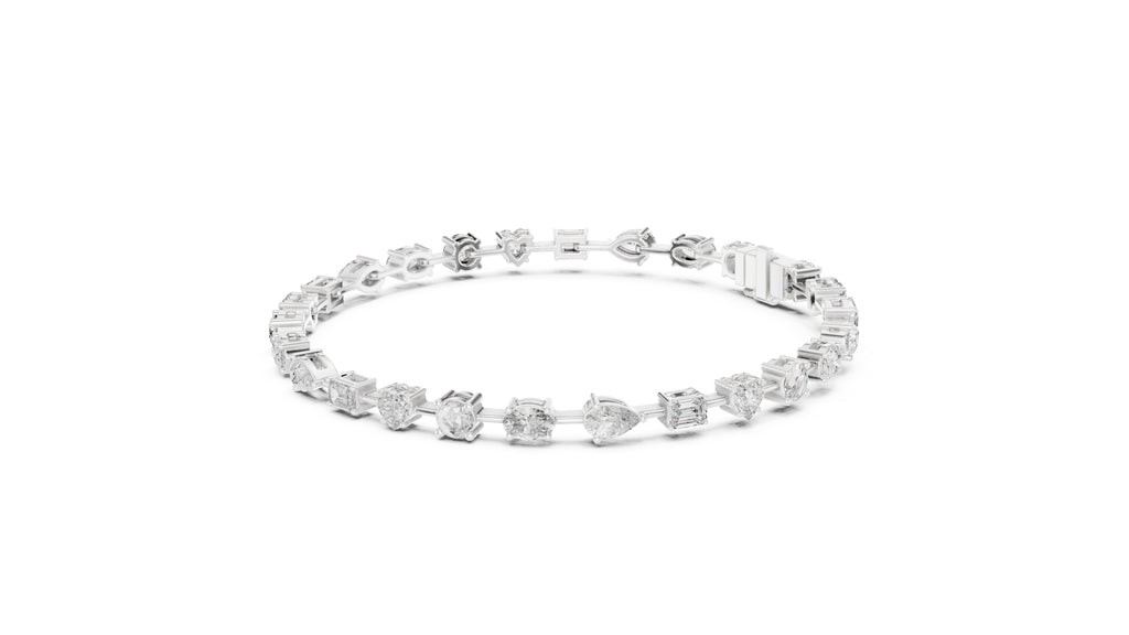 Multi-Shape Station Lab-Grown Tennis Bracelet White Gold