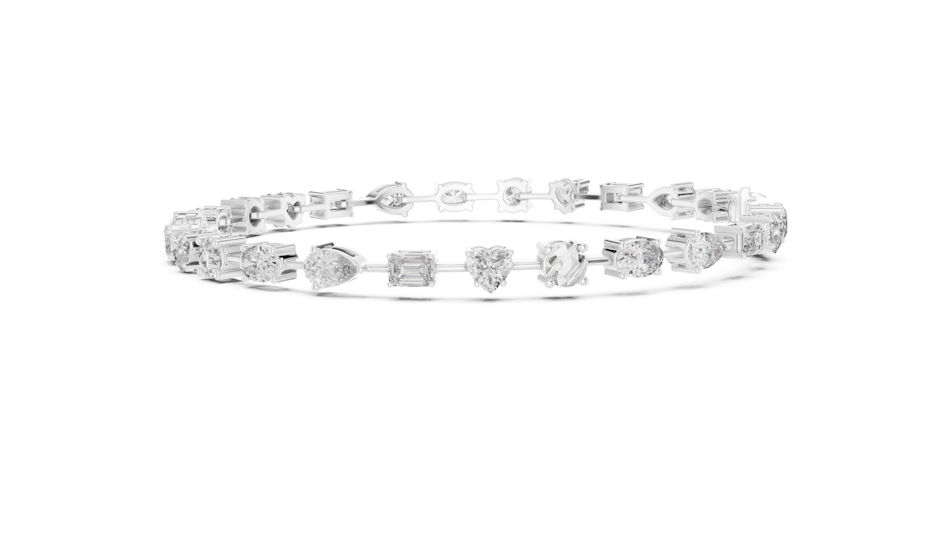 Multi-Shape Station Lab-Grown Tennis Bracelet White Gold