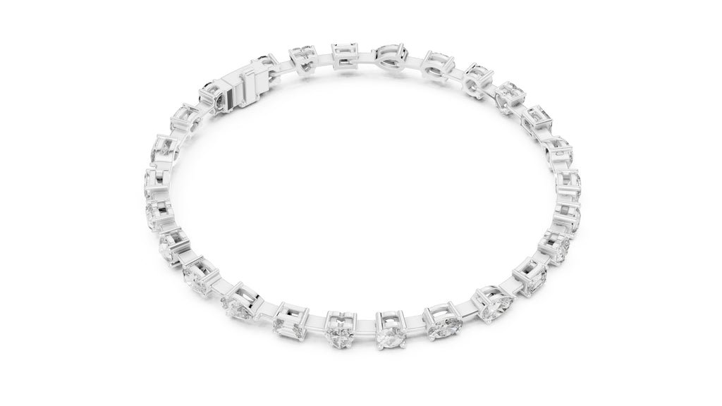 Multi-Shape Station Lab-Grown Tennis Bracelet White Gold