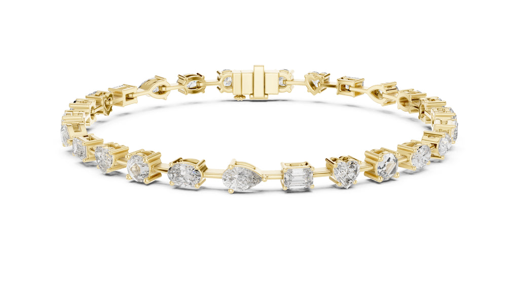 Multi-Shape Station Lab-Grown Tennis Bracelet Yellow Gold