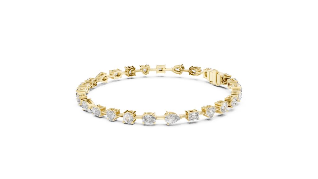 Multi-Shape Station Lab-Grown Tennis Bracelet Yellow Gold