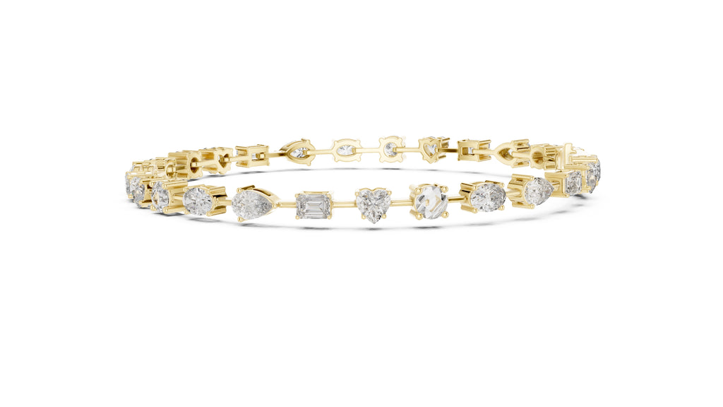 Multi-Shape Station Lab-Grown Tennis Bracelet Yellow Gold