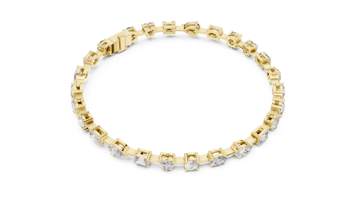 Multi-Shape Station Lab-Grown Tennis Bracelet Yellow Gold