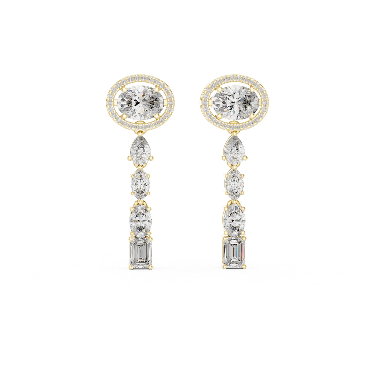The Crown Halo Drop Earrings Yellow Gold