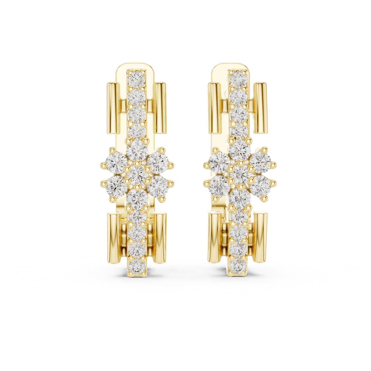 The Apex Lan Grown Diamond Huggies Yellow Gold