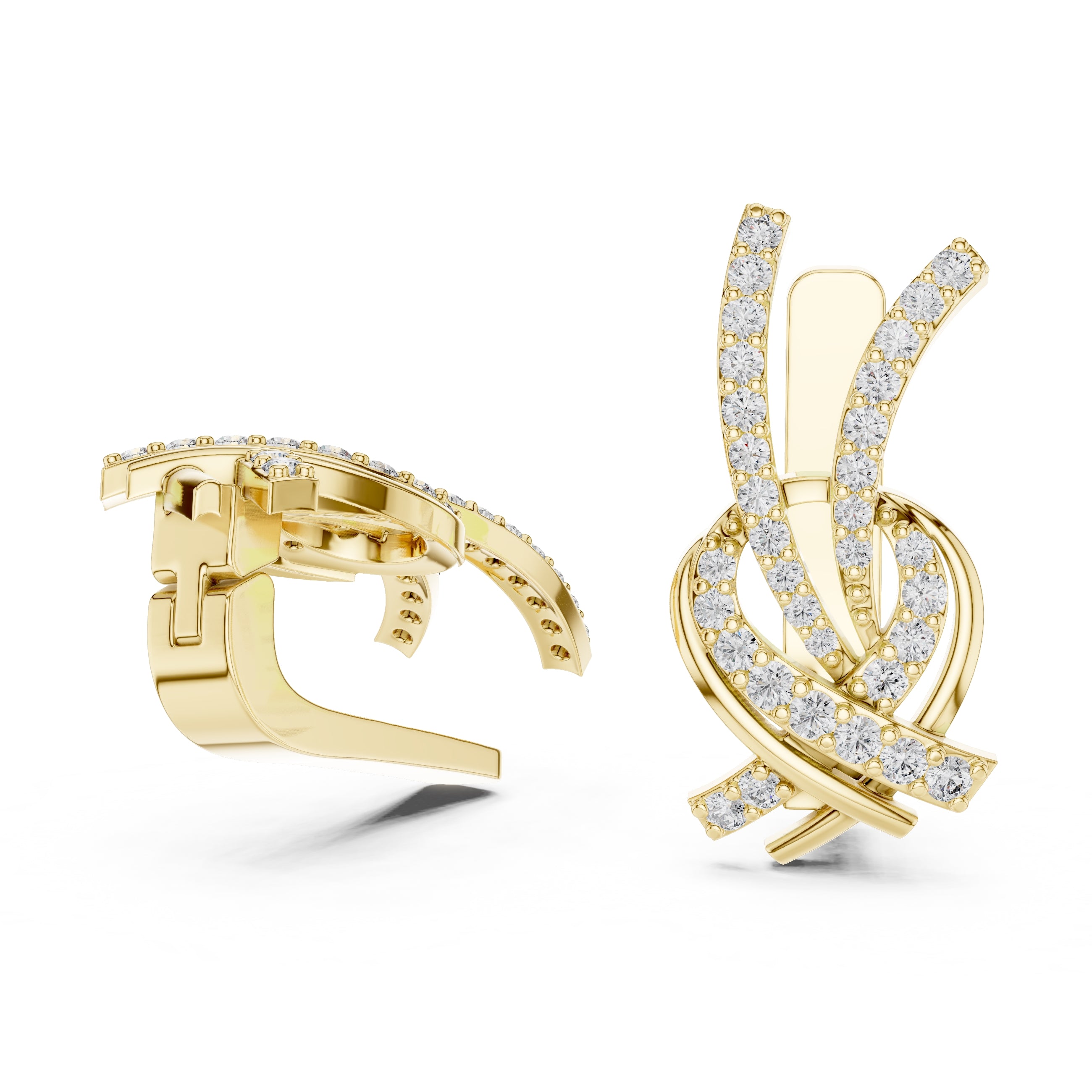 The Vortex Lan Grown Diamond Earrings Yellow Gold