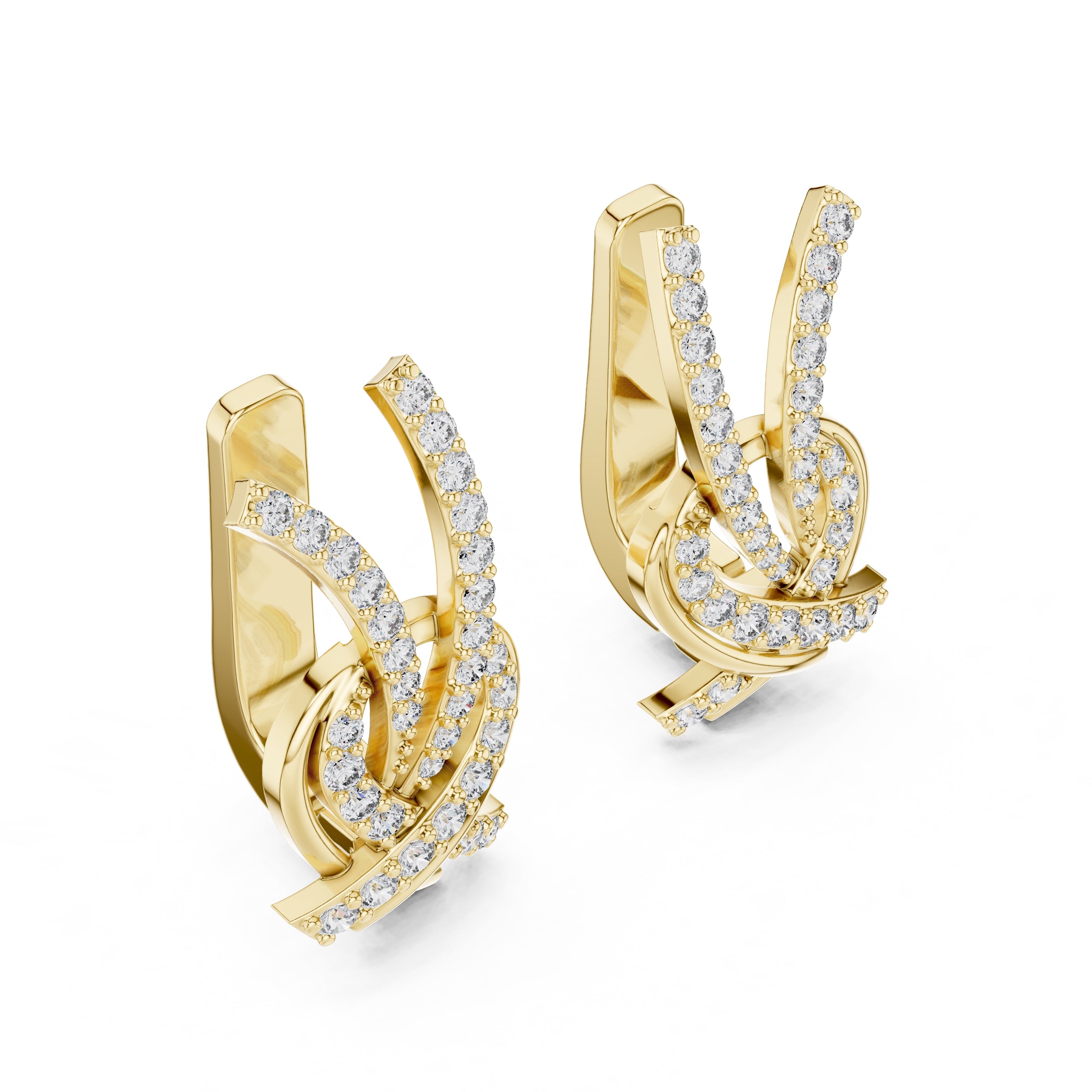 The Vortex Lan Grown Diamond Earrings Yellow Gold