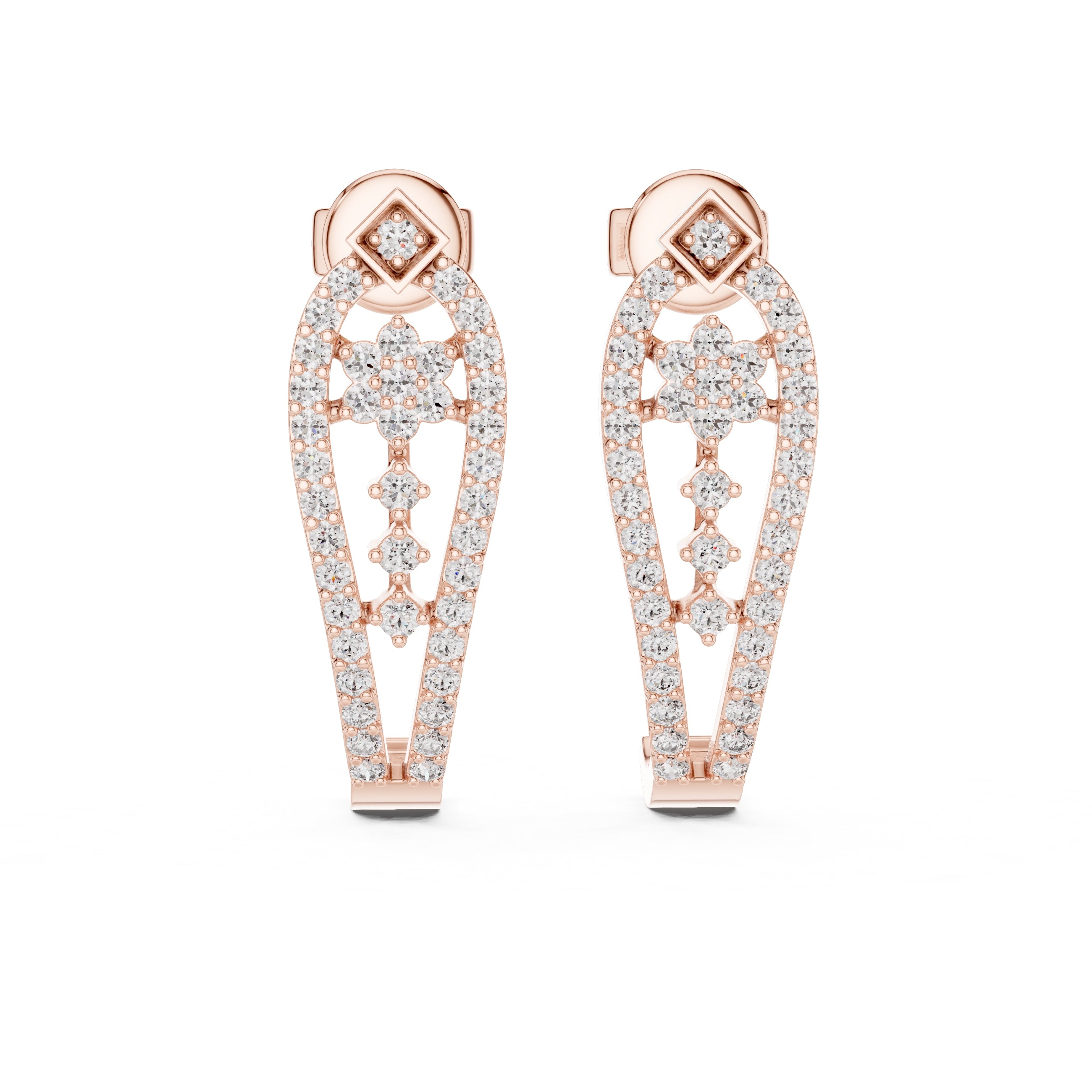 The Flora Lan Grown Diamond Drops Rose Gold