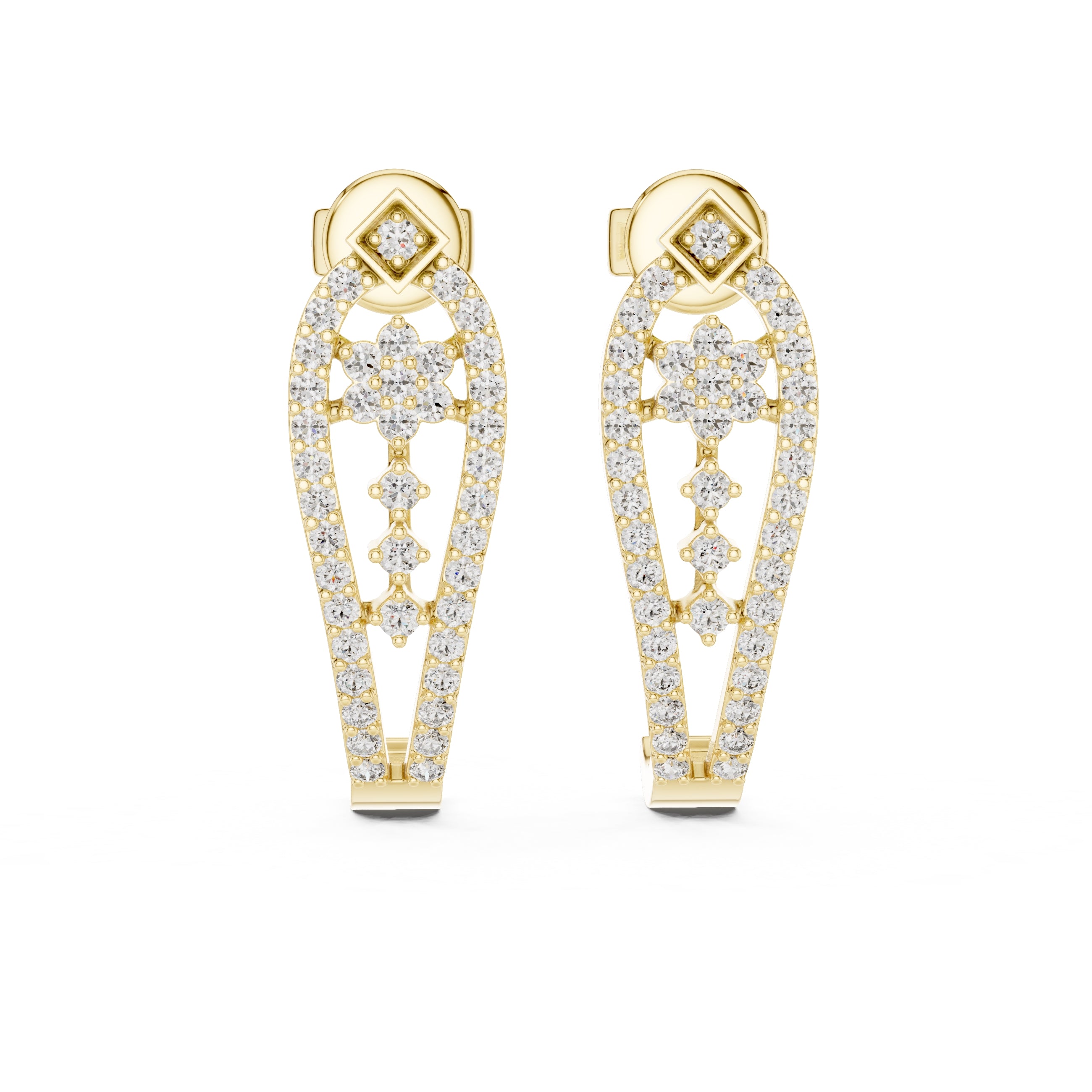 The Flora Lan Grown Diamond Drops Yellow Gold