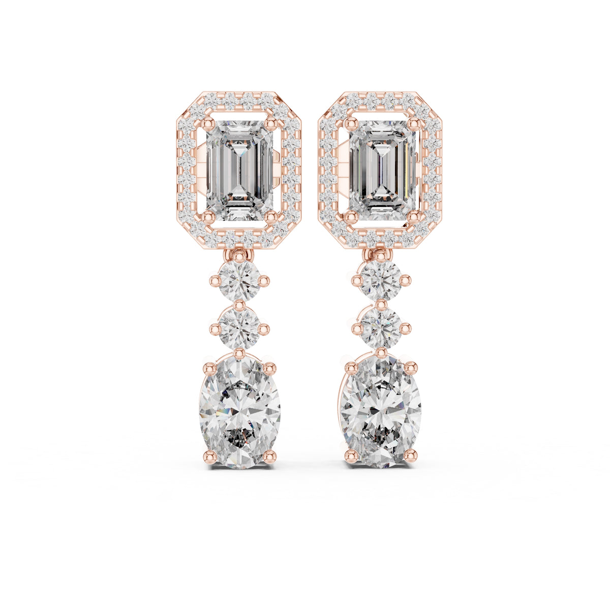 The Imperial Cascade Lan Grown Diamond Earrings Rose Gold