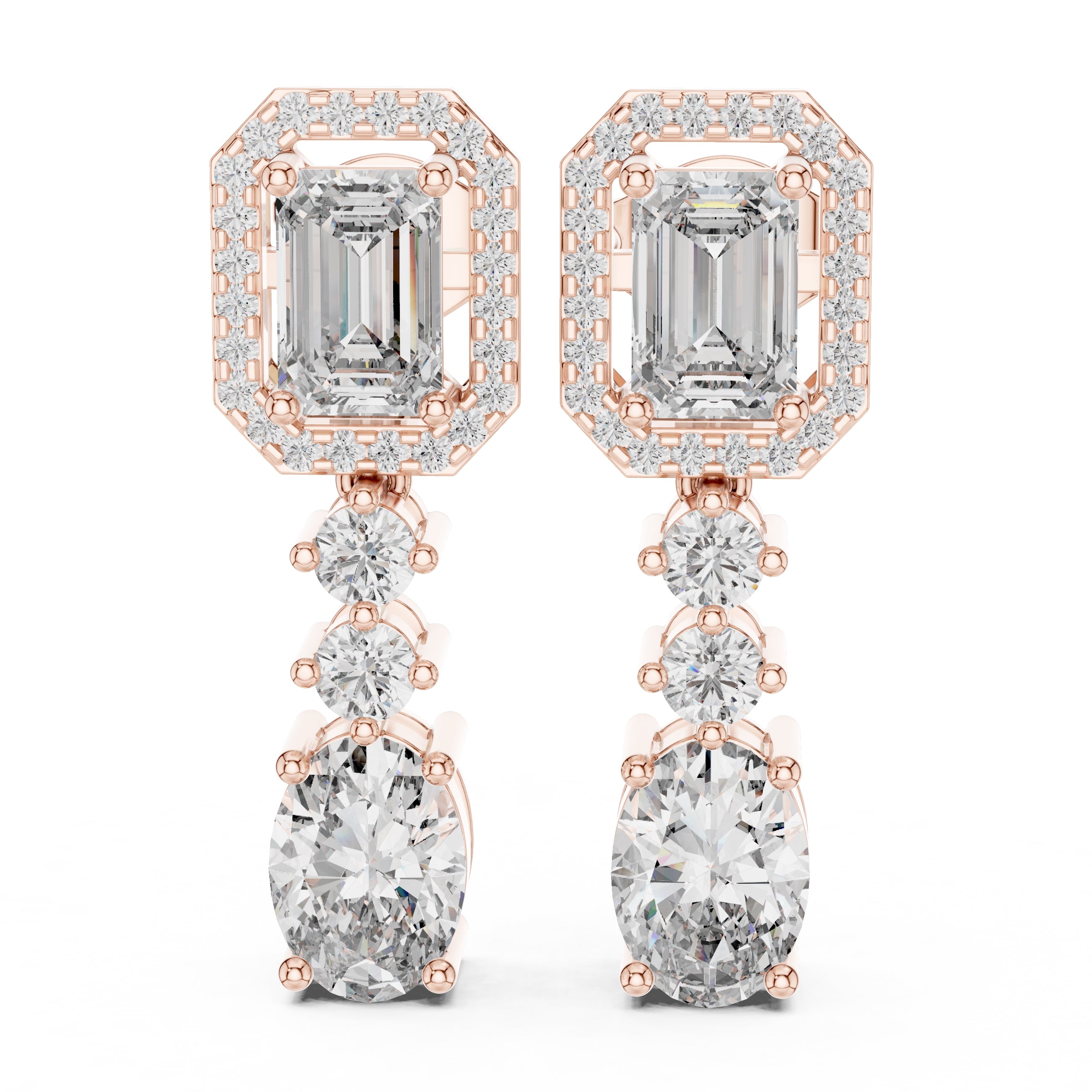 The Imperial Cascade Lan Grown Diamond Earrings Rose Gold