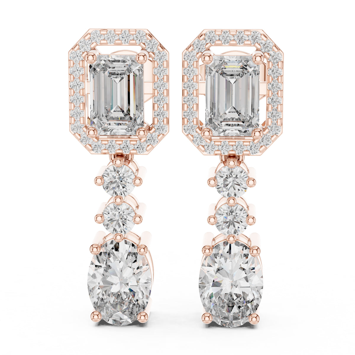 The Imperial Cascade Lab Grown Diamond Earrings Rose Gold