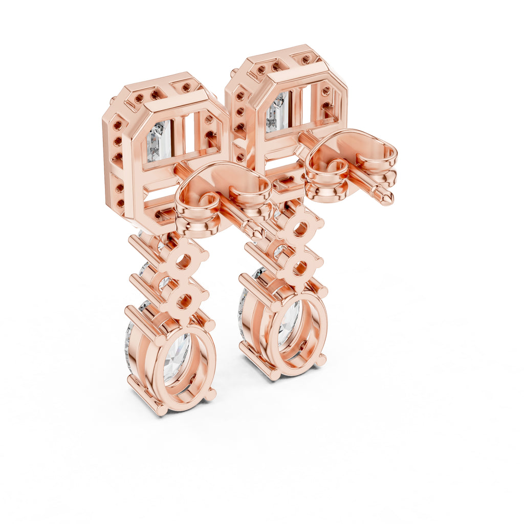 The Imperial Cascade Lan Grown Diamond Earrings Rose Gold