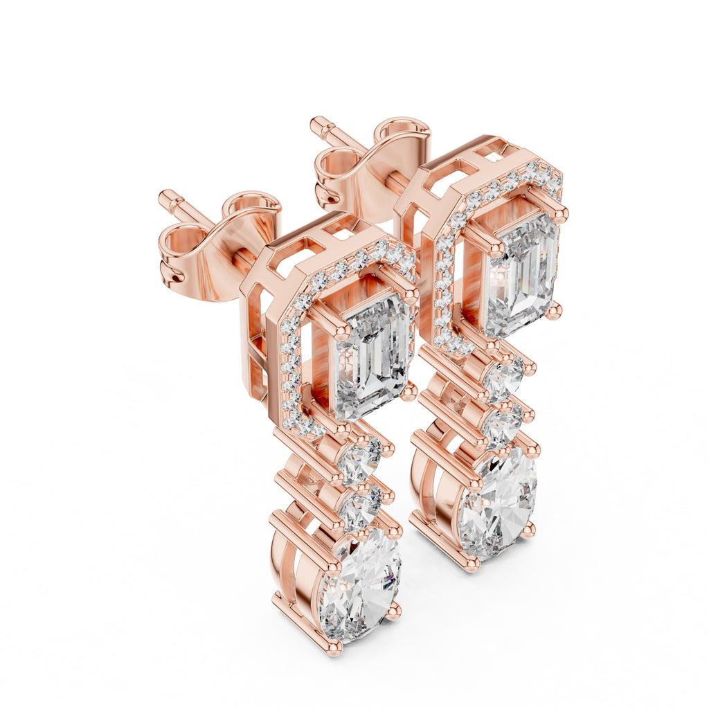 The Imperial Cascade Lan Grown Diamond Earrings Rose Gold