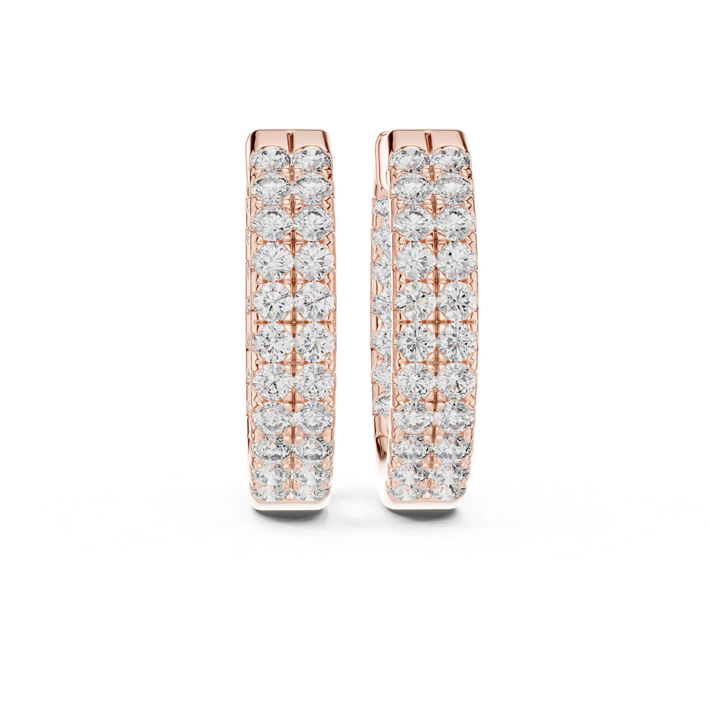 The Pavé Twin Lan Grown Diamond Hoops Rose Gold
