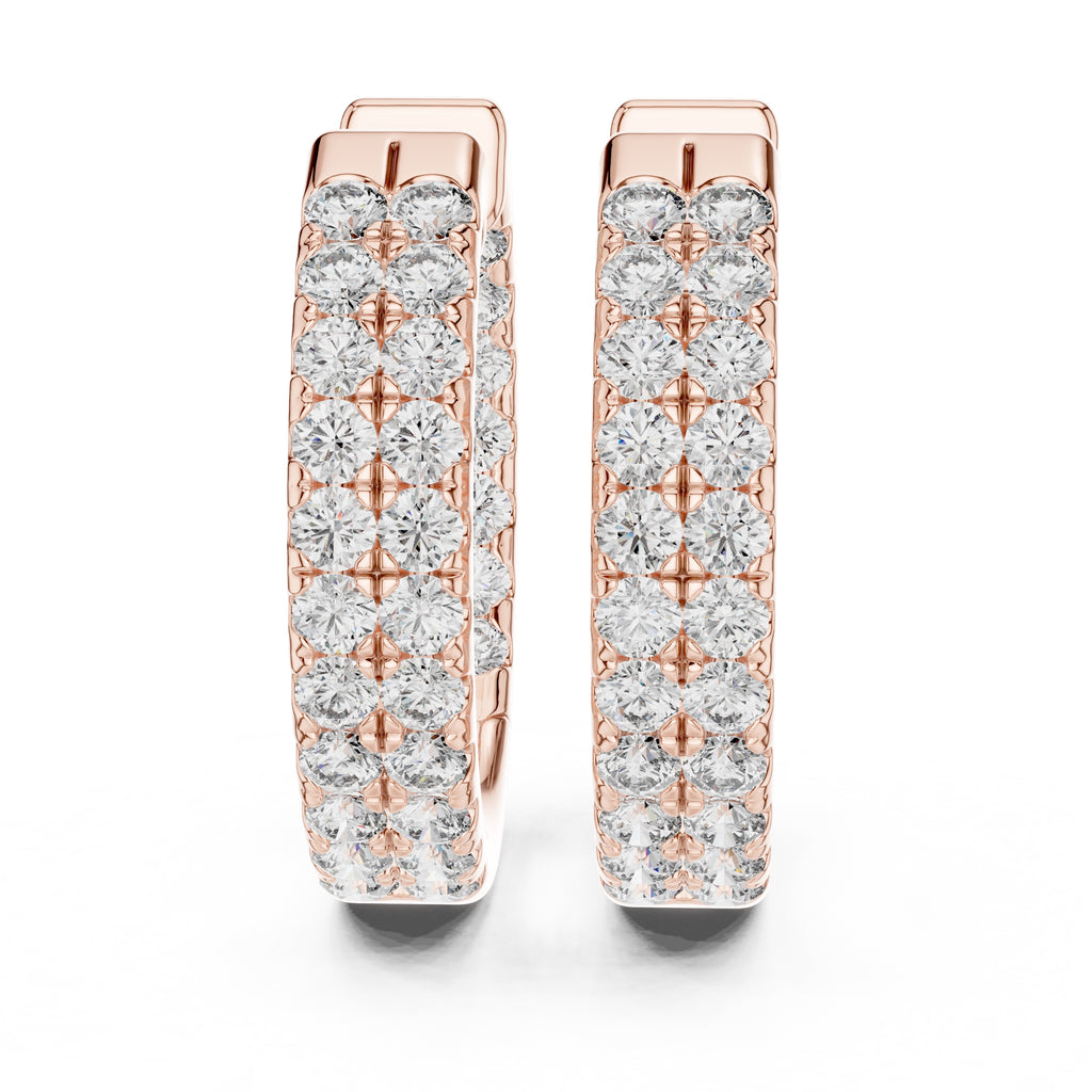 The Pavé Twin Lan Grown Diamond Hoops Rose Gold