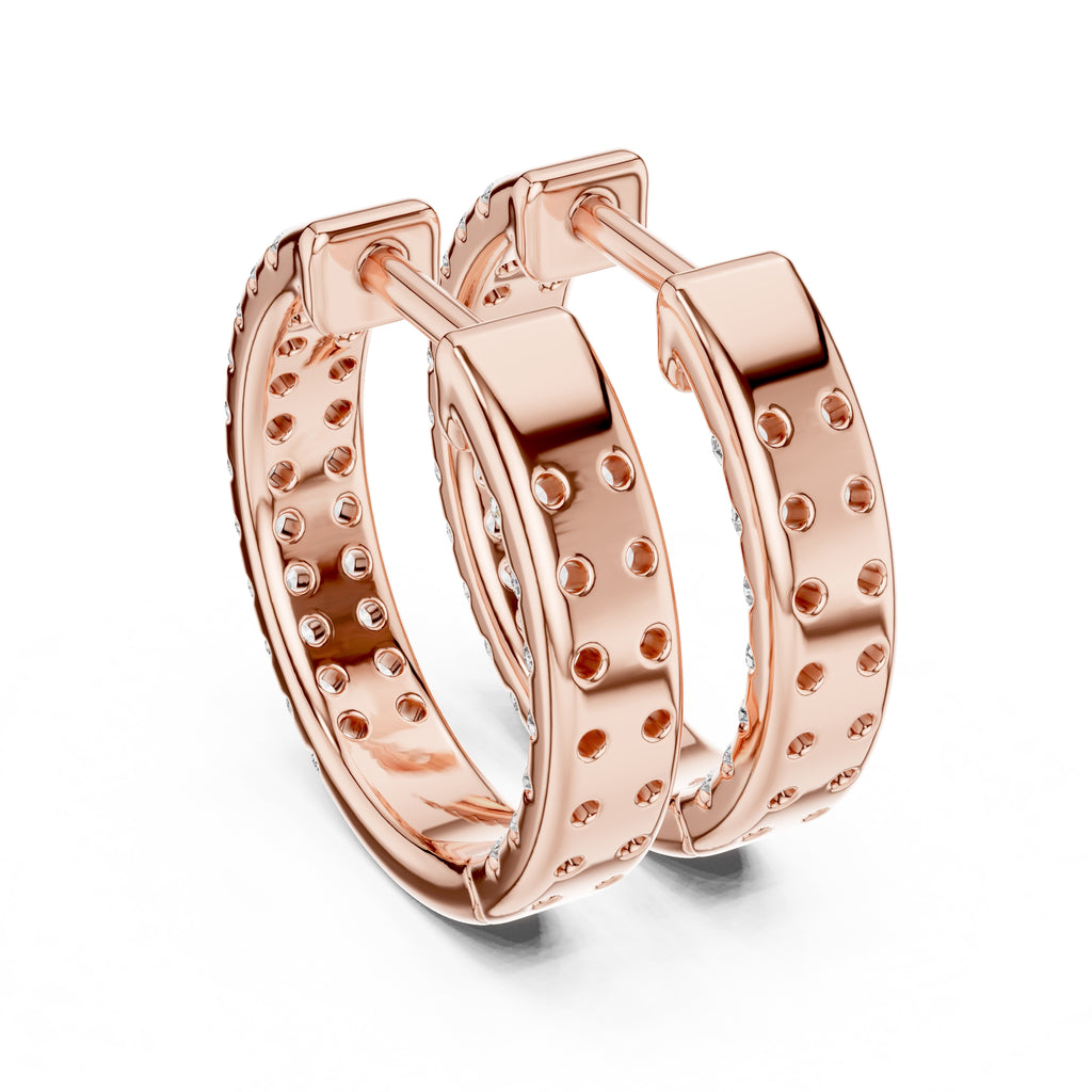 The Pavé Twin Lan Grown Diamond Hoops Rose Gold
