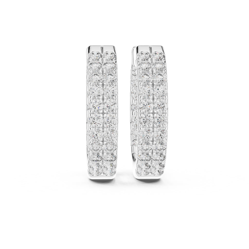 The Pavé Twin Lan Grown Diamond Hoops White Gold