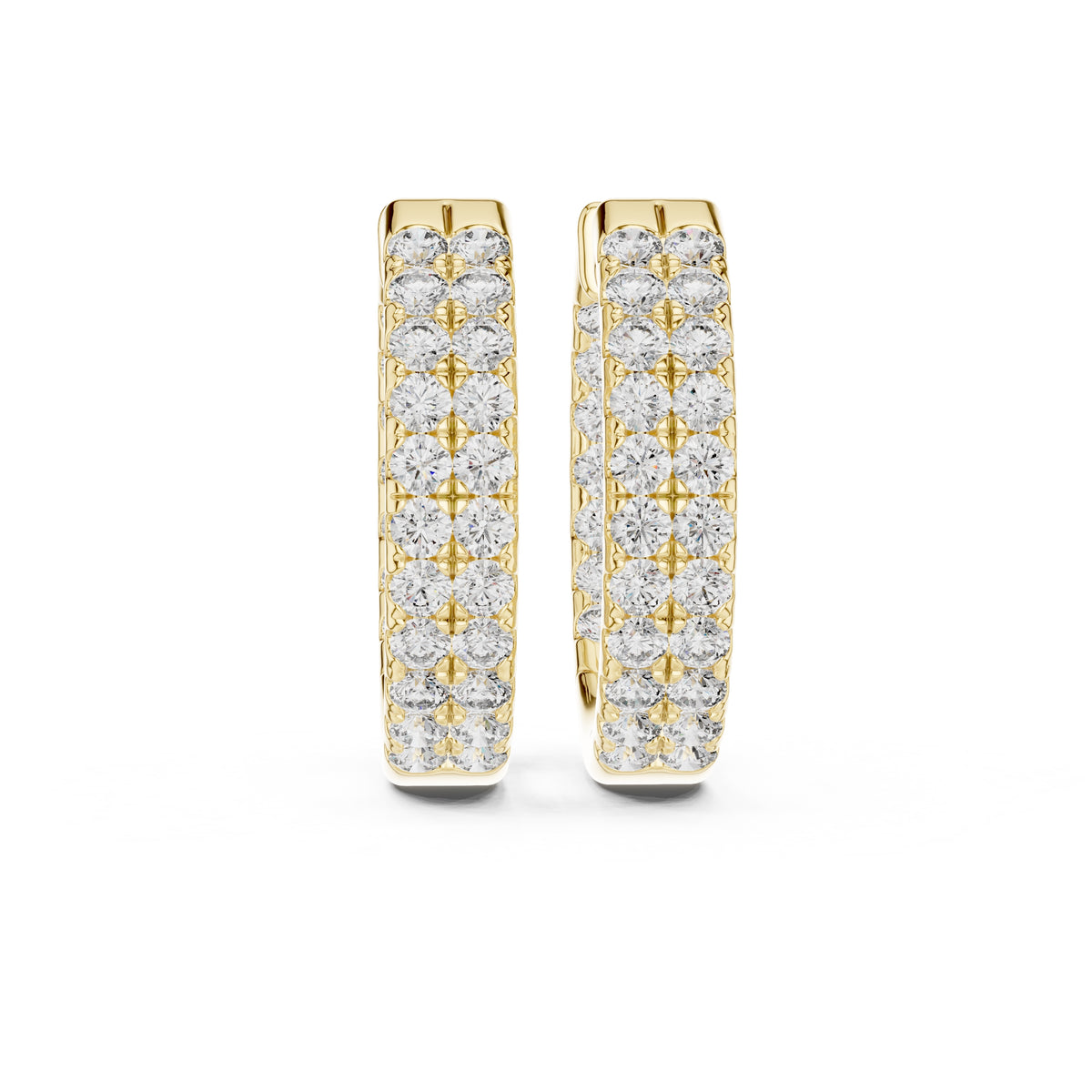 The Pavé Twin Lan Grown Diamond Hoops Yellow Gold