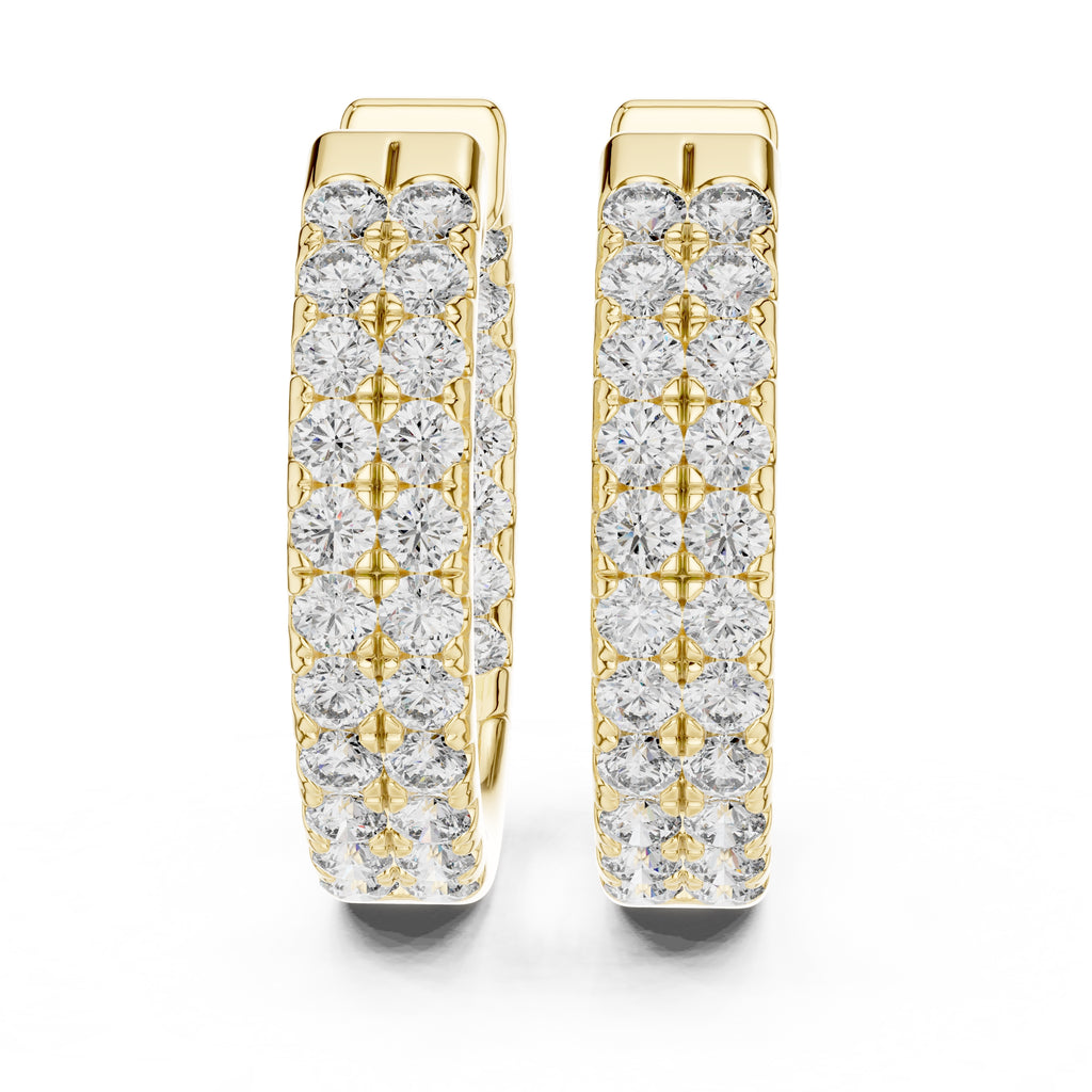 The Pavé Twin Lan Grown Diamond Hoops Yellow Gold