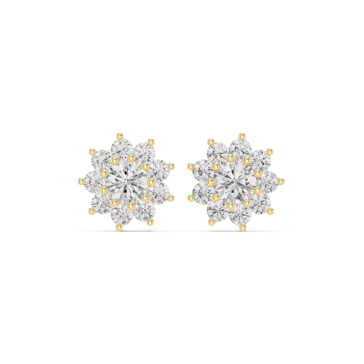 The Blossom Lab Grown Diamond Studs Yellow Gold