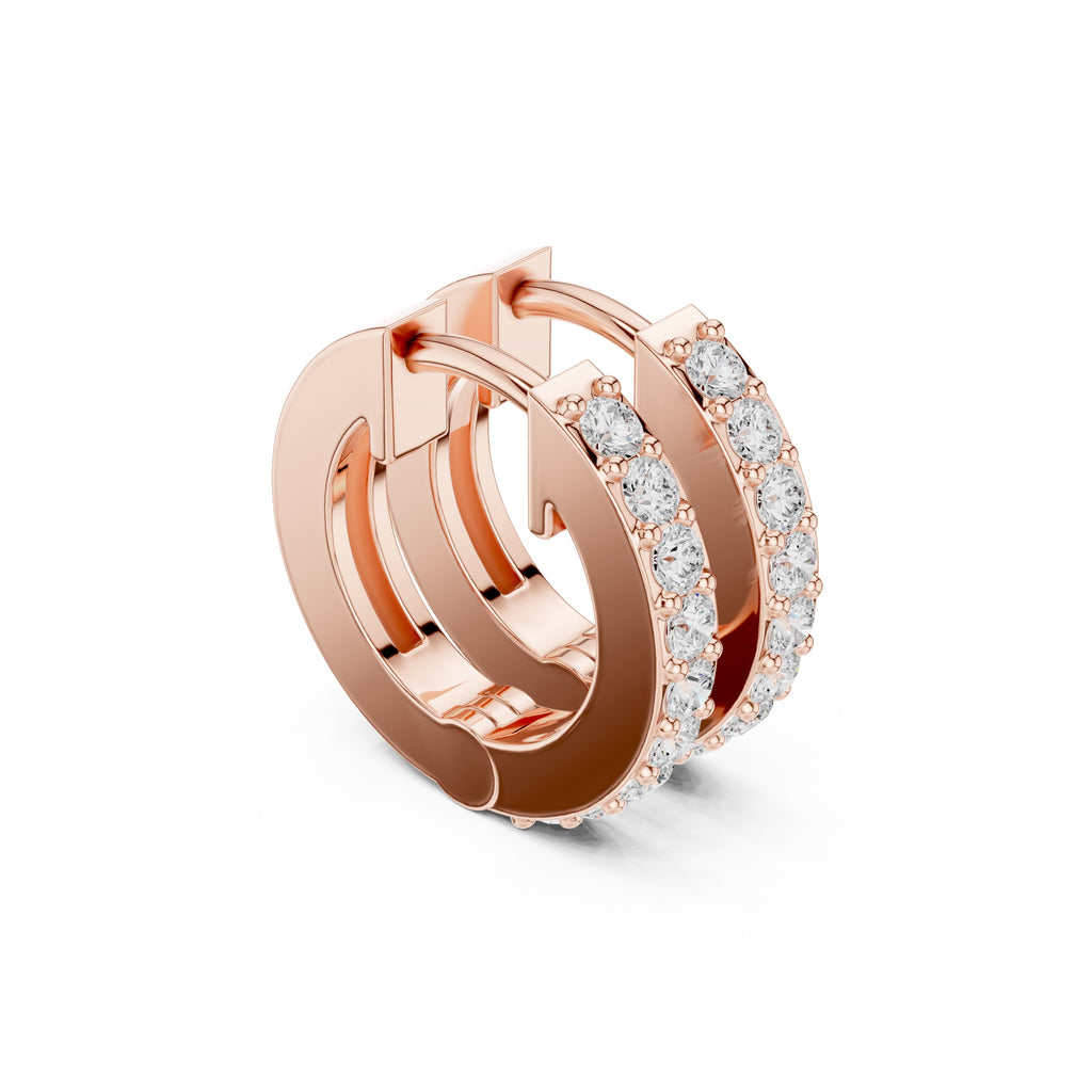 The Parallel Lan Grown Diamond Huggies Rose Gold