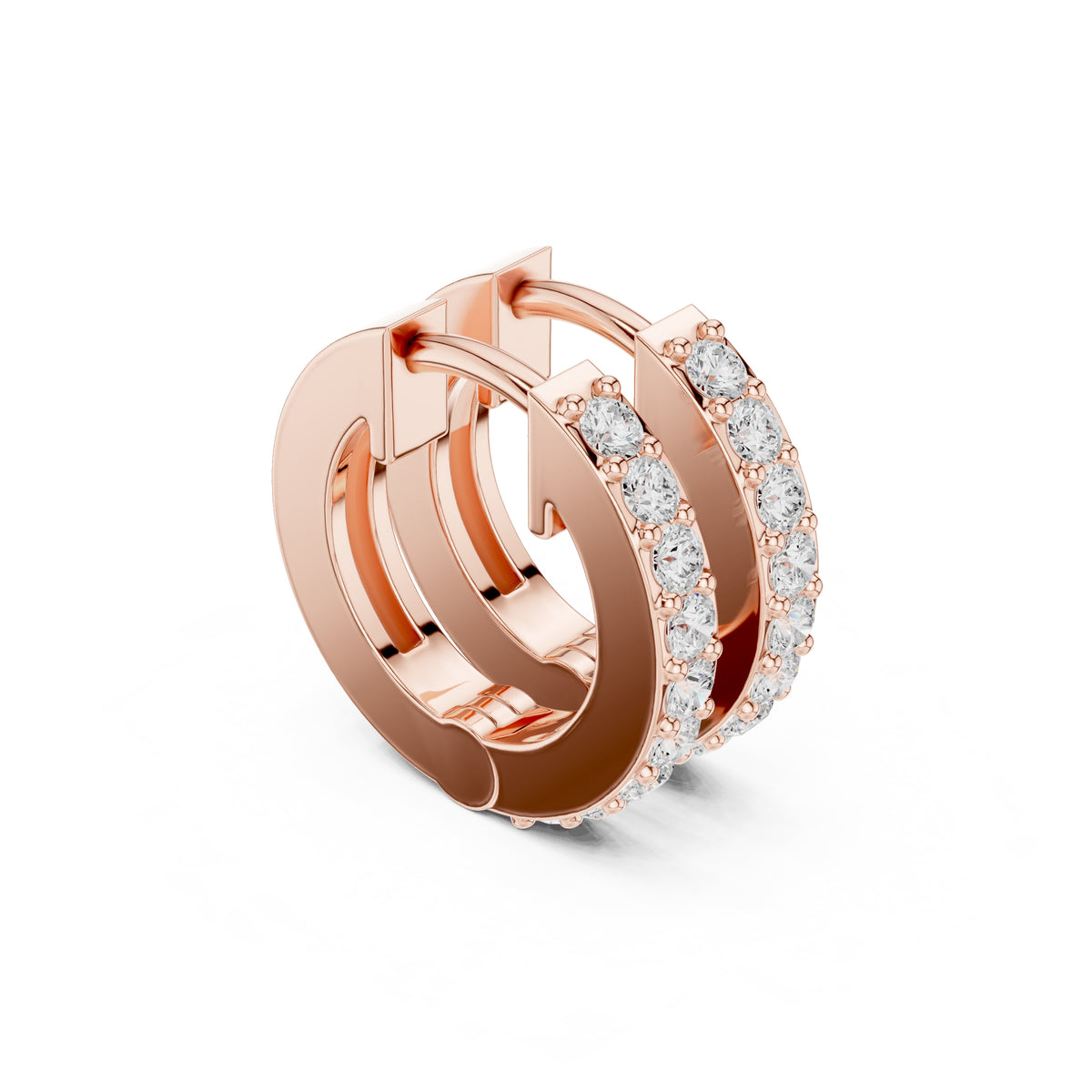 The Parallel Lan Grown Diamond Huggies Rose Gold