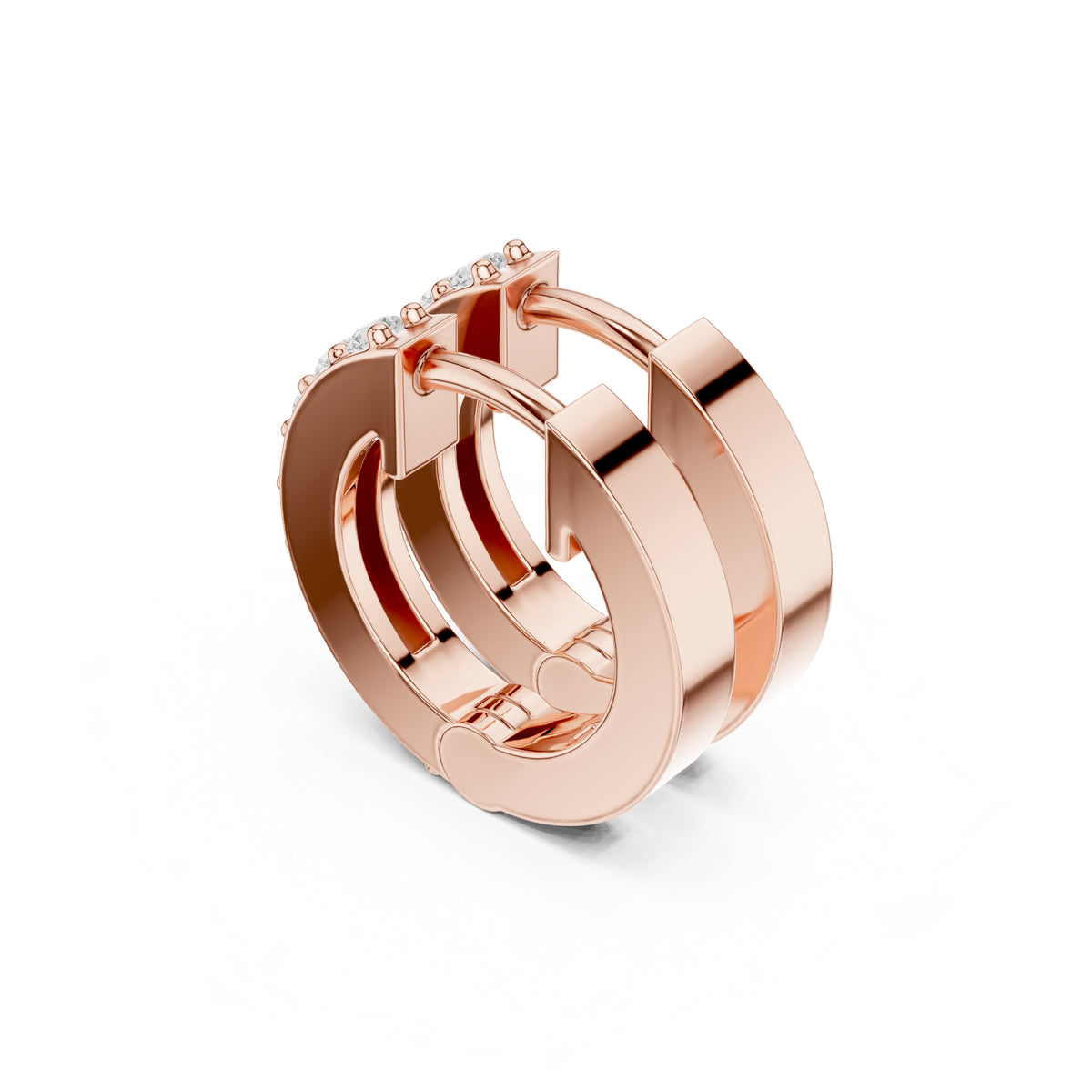 The Parallel Lan Grown Diamond Huggies Rose Gold