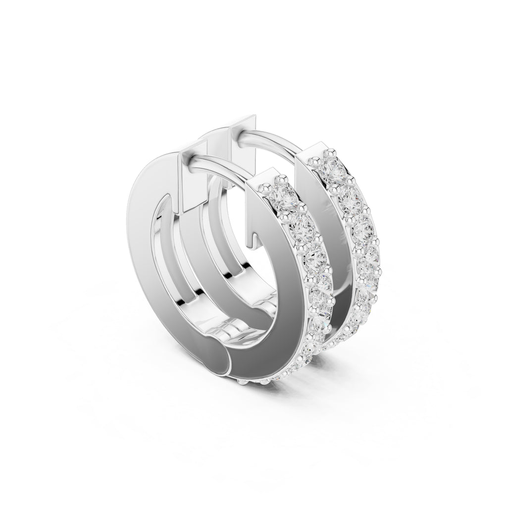 The Parallel Lan Grown Diamond Huggies White Gold
