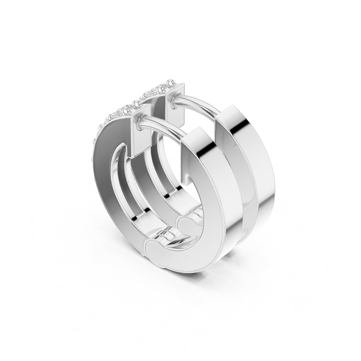 The Parallel Lan Grown Diamond Huggies White Gold