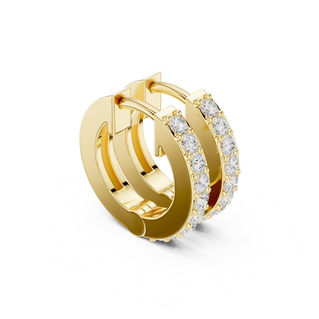 The Parallel Lan Grown Diamond Huggies Yellow Gold