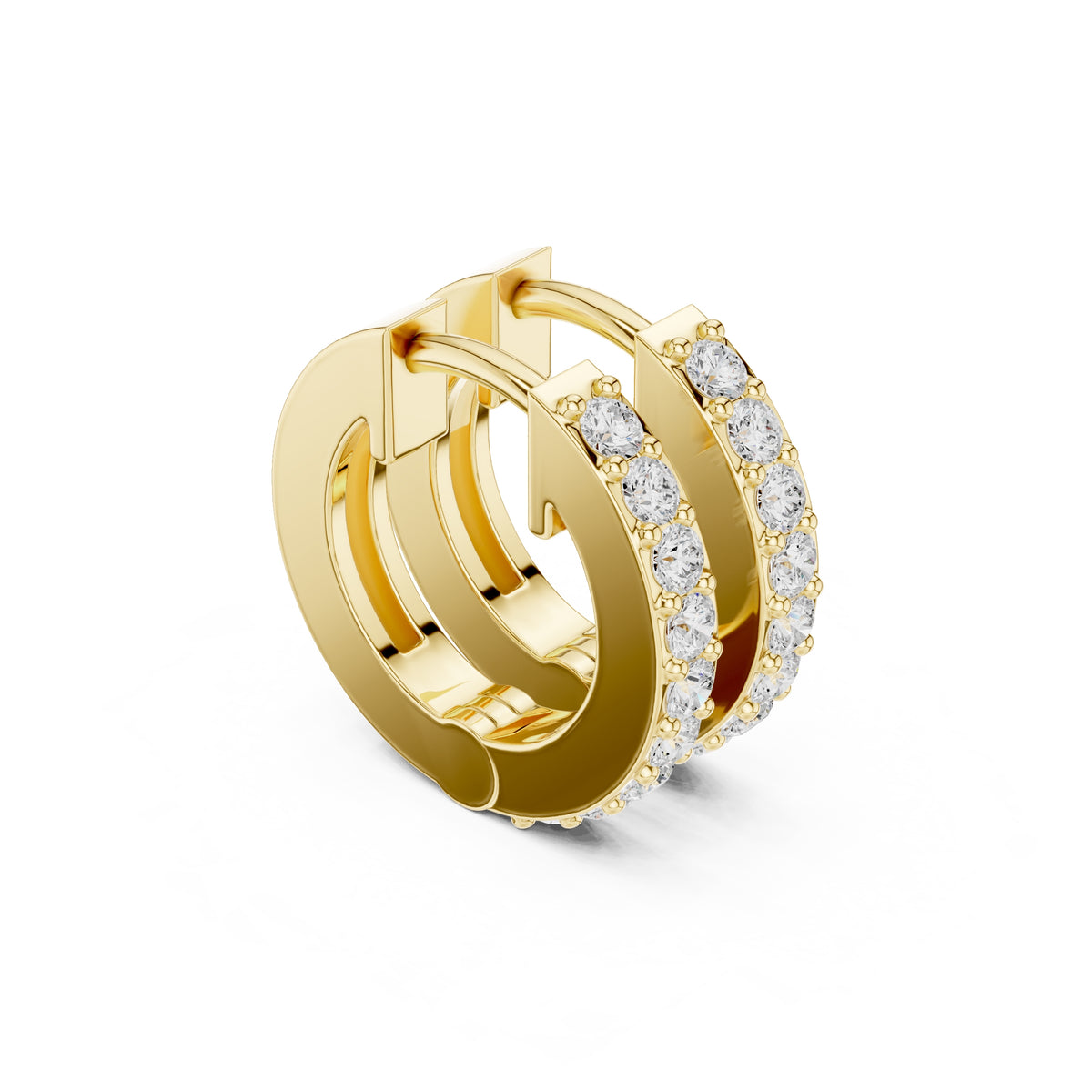 The Parallel Lan Grown Diamond Huggies Yellow Gold