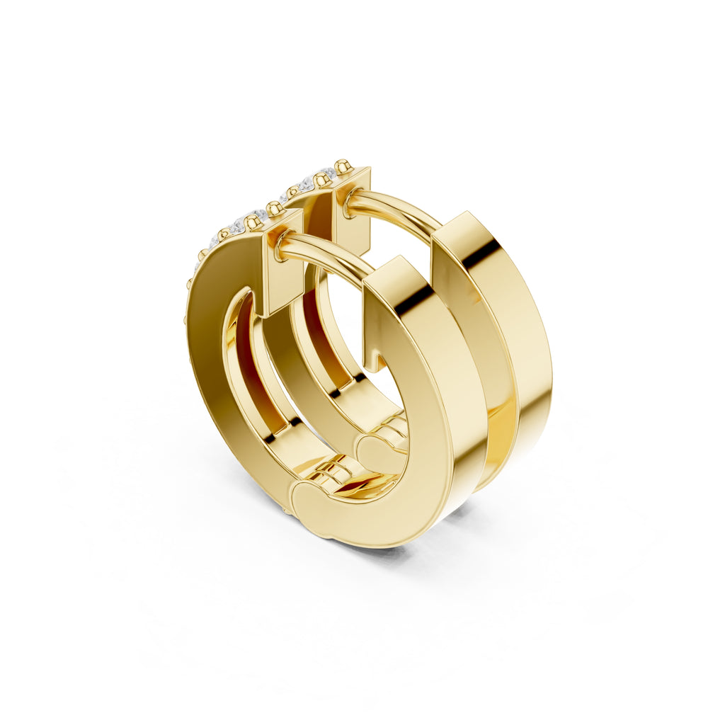 The Parallel Lan Grown Diamond Huggies Yellow Gold