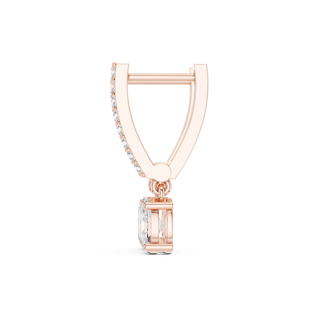 The Chevron Oval Drop Lan Grown Diamond Earrings Rose Gold