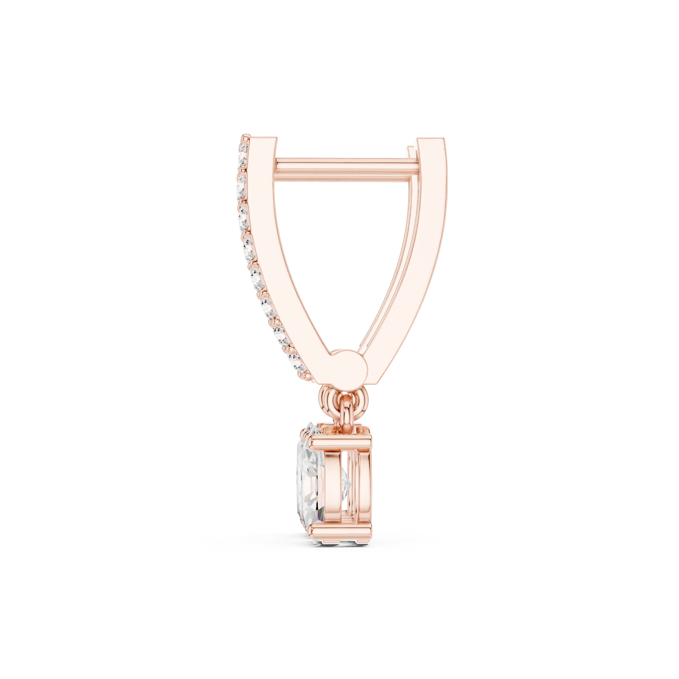 The Chevron Oval Drop Lan Grown Diamond Earrings Rose Gold