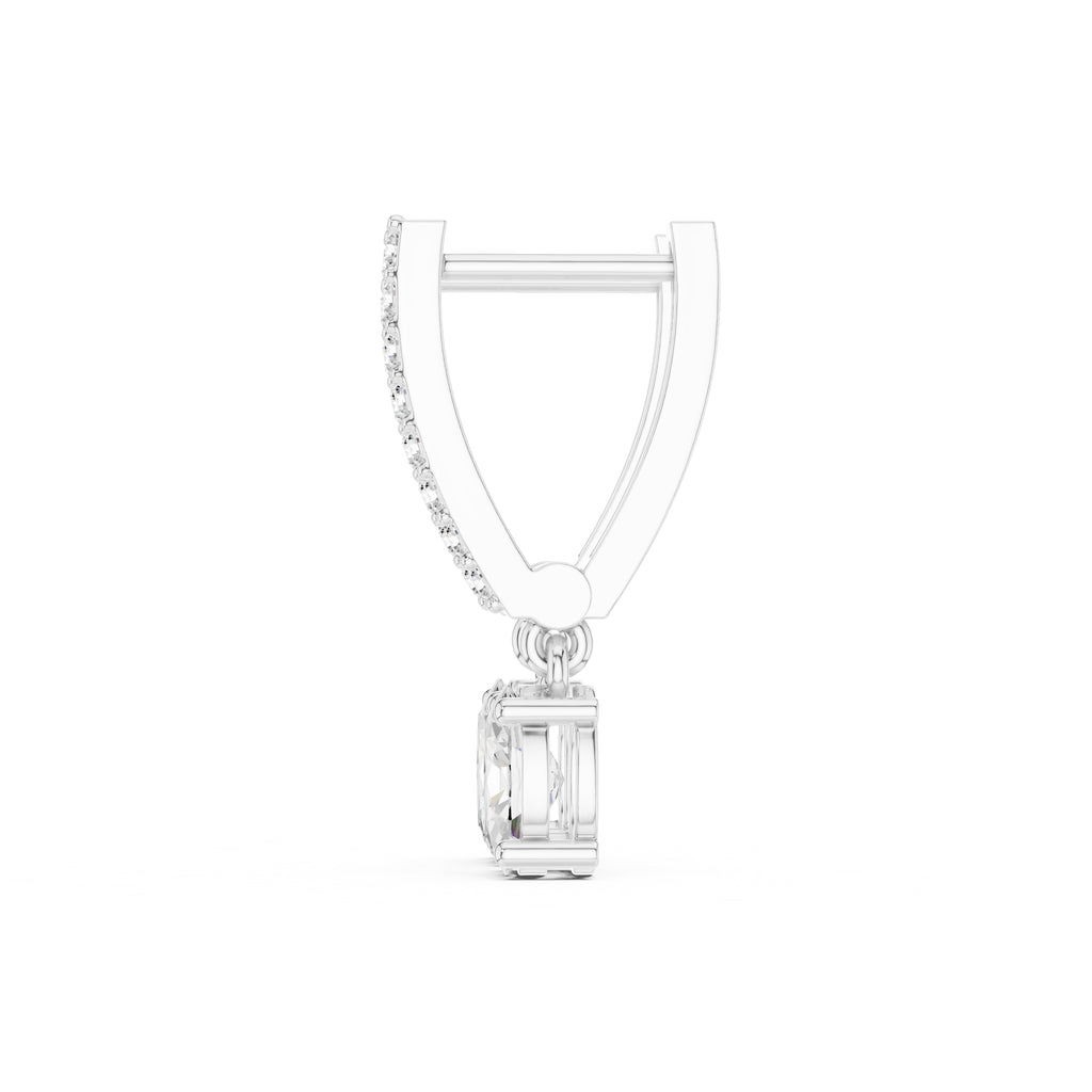 The Chevron Oval Drop Lan Grown Diamond Earrings White Gold