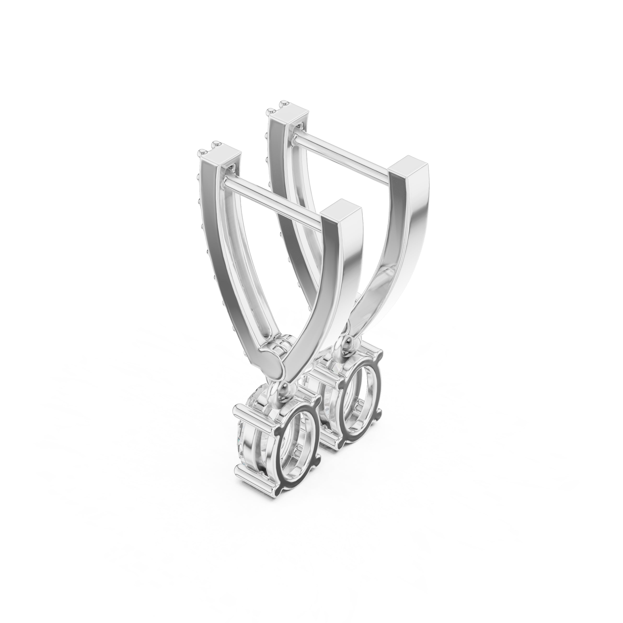 The Chevron Oval Drop Lan Grown Diamond Earrings White Gold