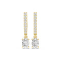 The Chevron Oval Drop Lan Grown Diamond Earrings Yellow Gold