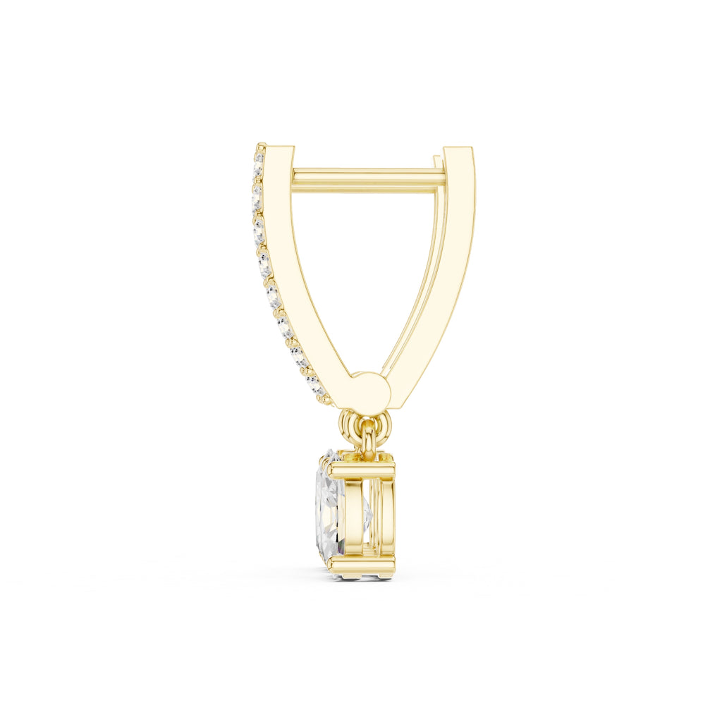 The Chevron Oval Drop Lan Grown Diamond Earrings Yellow Gold