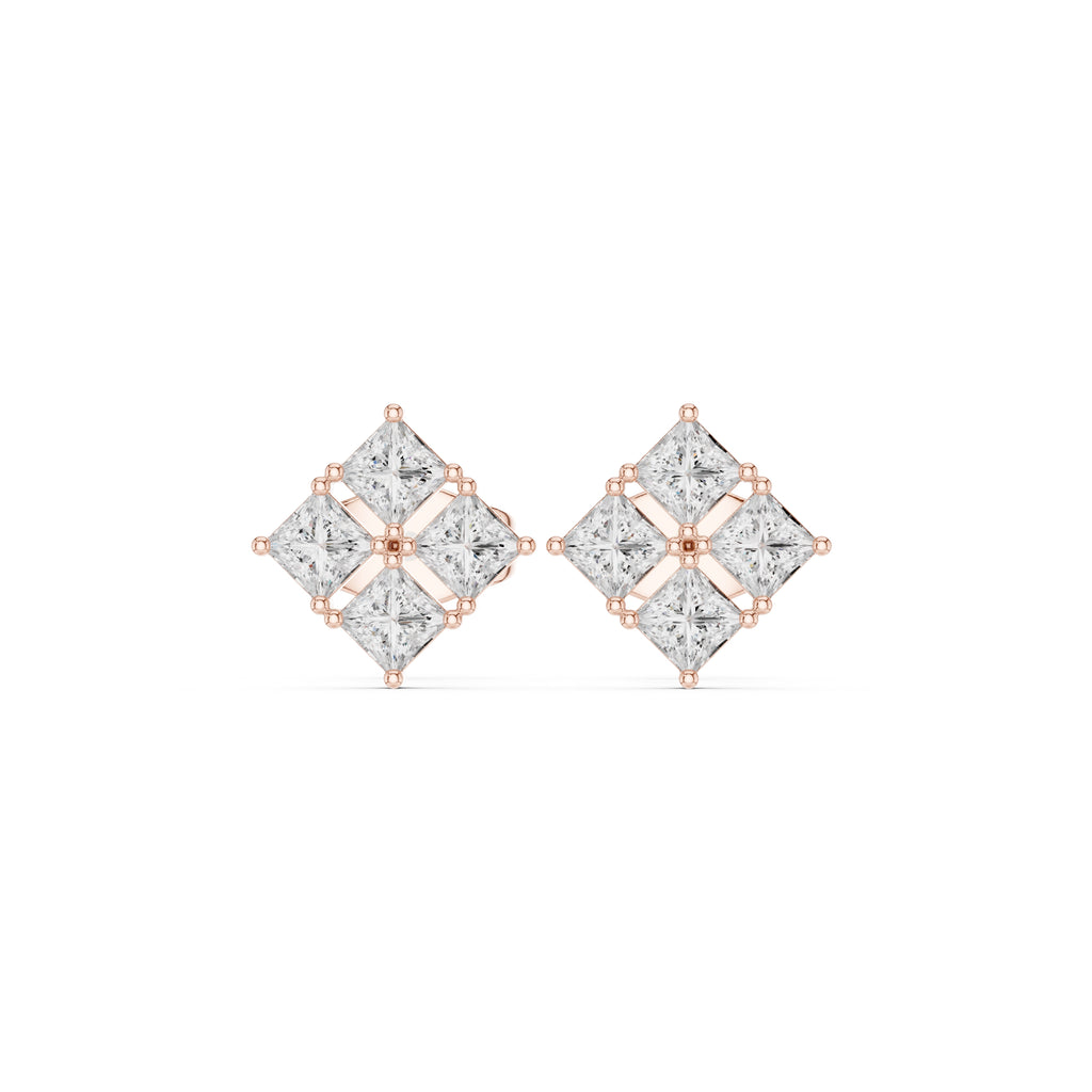 The Quad Illusion Lan Grown Diamond Studs Rose Gold