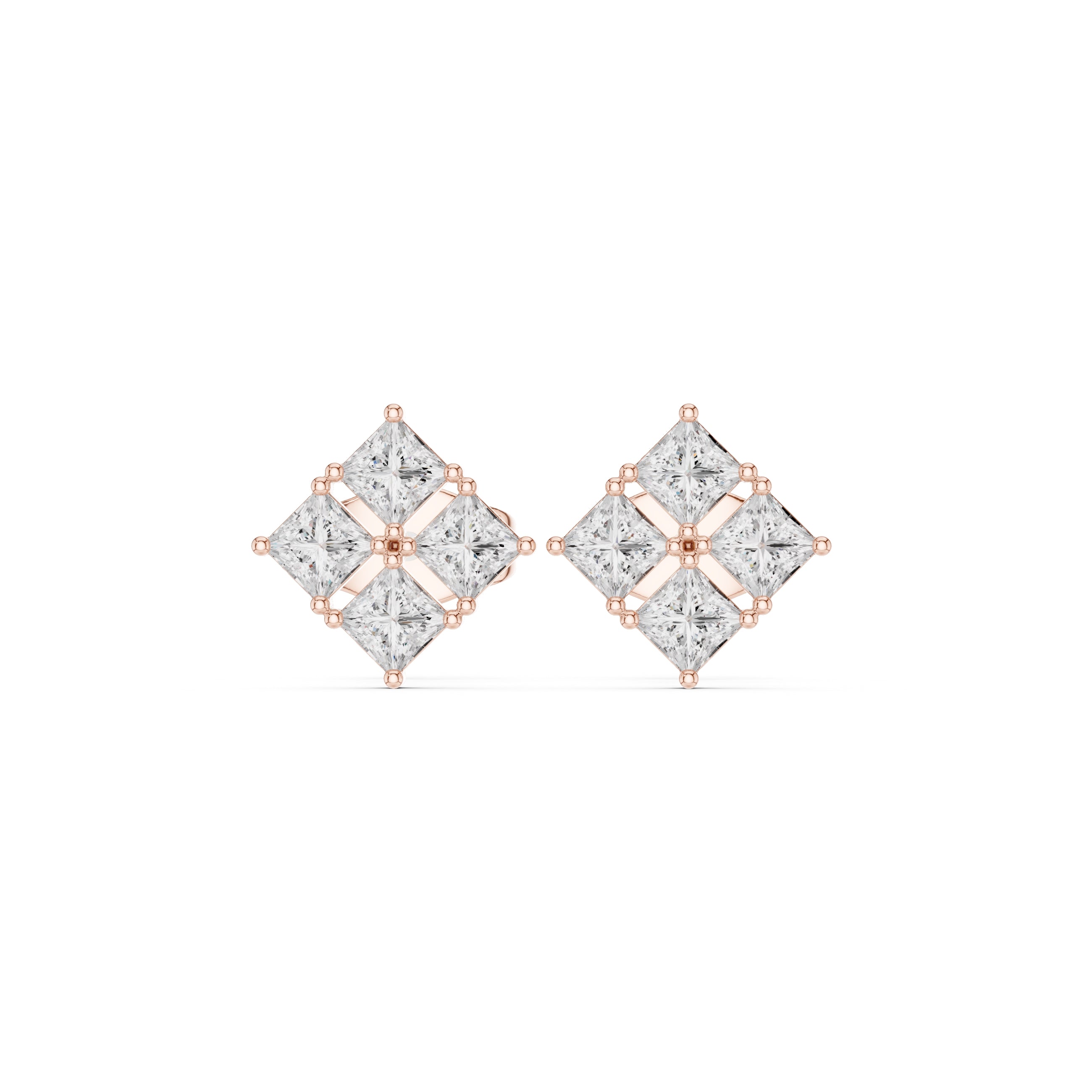 The Quad Illusion Lan Grown Diamond Studs Rose Gold