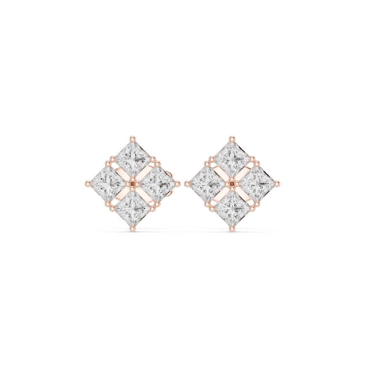 The Quad Illusion Lab Grown Diamond Studs Rose Gold