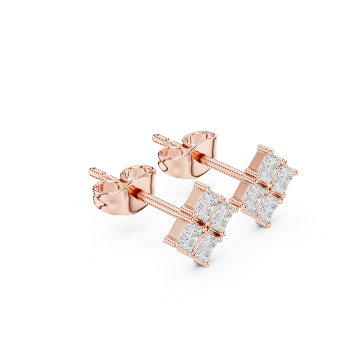 The Quad Illusion Lan Grown Diamond Studs Rose Gold